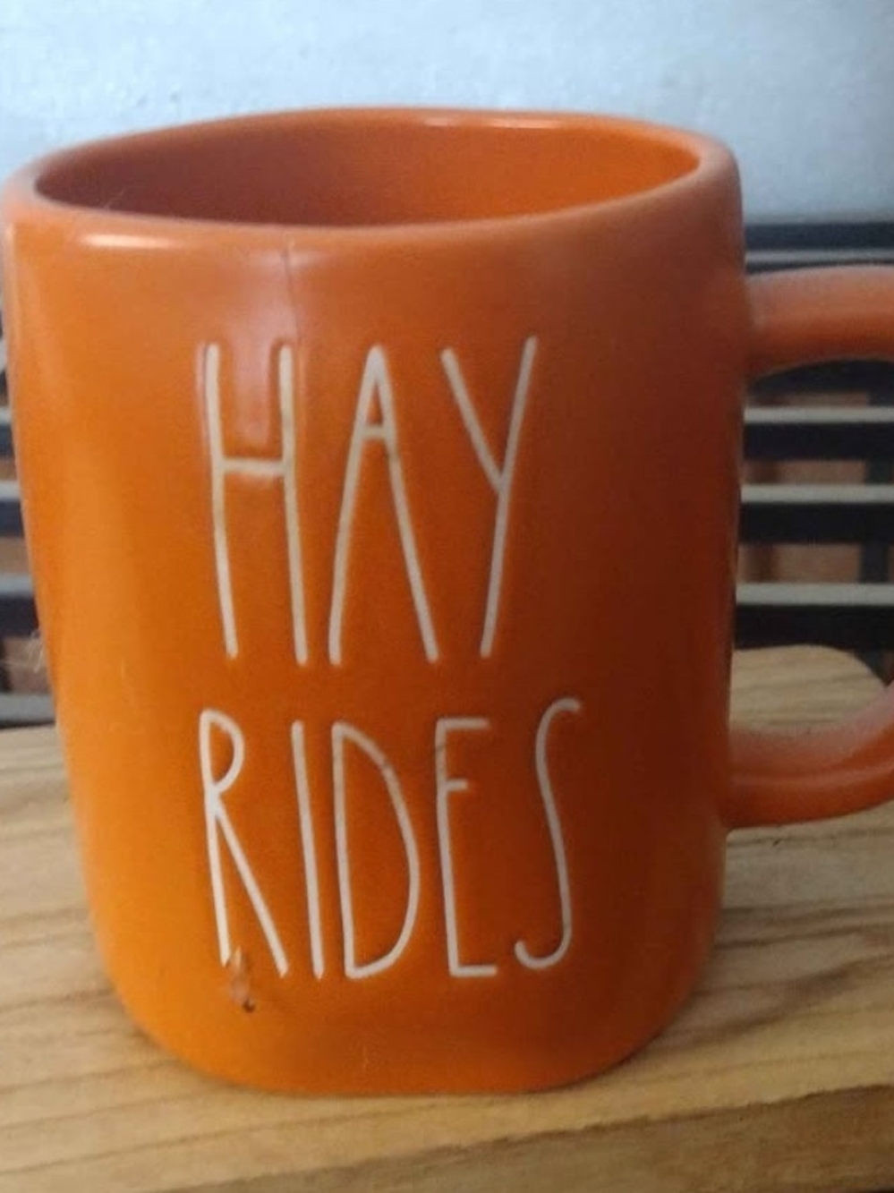 Rae Dunn Orange 'Hay Rides' Ceramic Mug